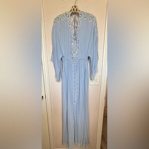 FILLYBOO authentic periwinkle emroidered lace maxi with batwing sleeves